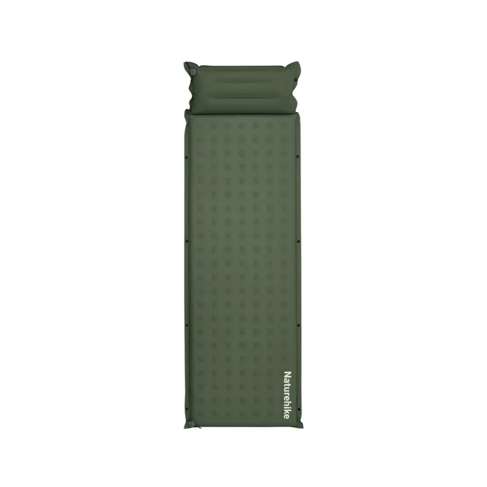 Килимок самонадувний із подушкою одномісний Naturehike, зелений CNK2550WS025
