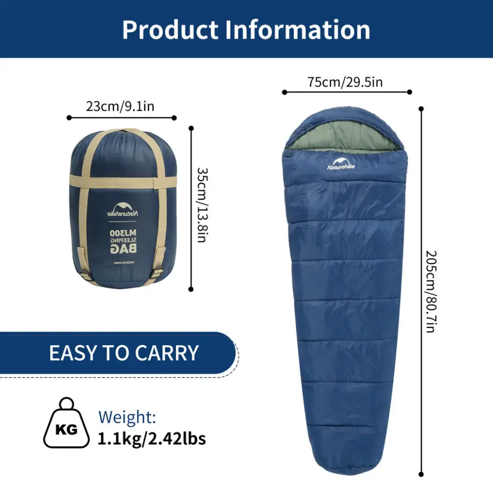 Спальник Naturehike MJ300 темно-блакитний (CNK2300SD014)