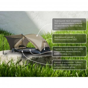 Двомісний намет Naturehike Mongar 2 UL Hiking Tent коричневий  (CNK2550WS016)