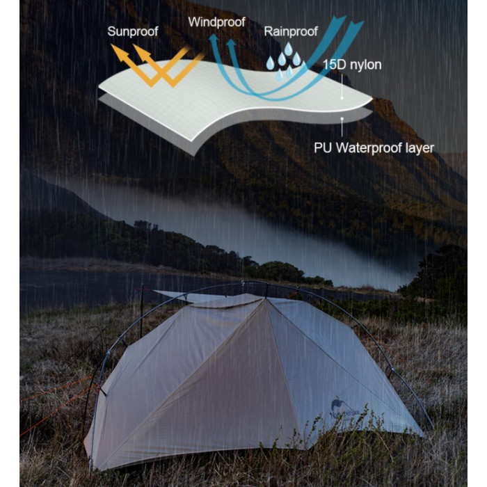 Двомісний намет Naturehike VIK 2 сірий (NH19ZP003-1)