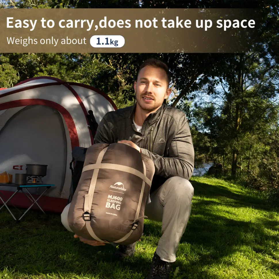 Спальник з капюшоном Naturehike MJ 600 коричневий (CNK2300SD014)