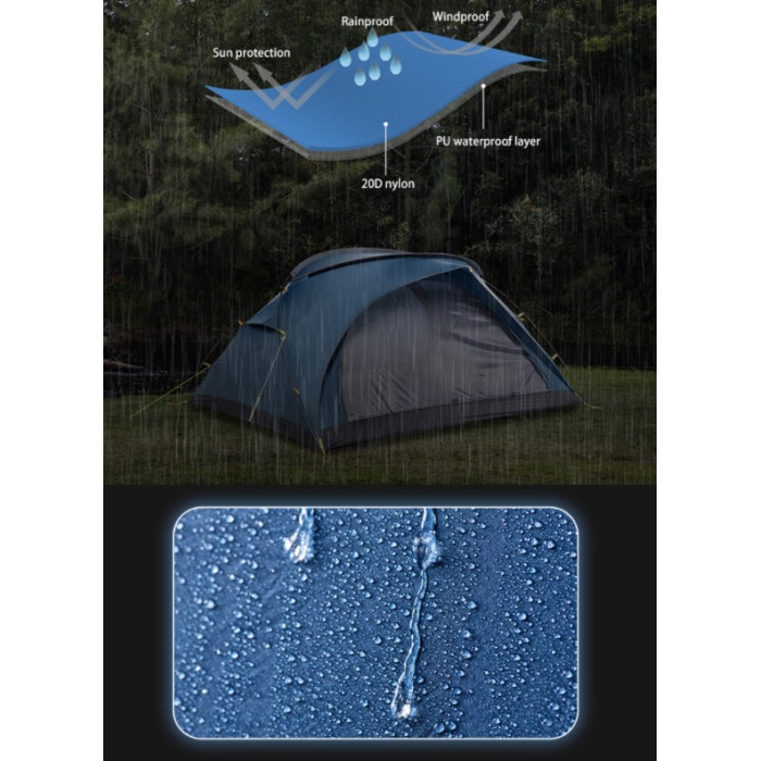 Двомісний намет Naturehike Bear-UL 2 синій (NH20ZP108)