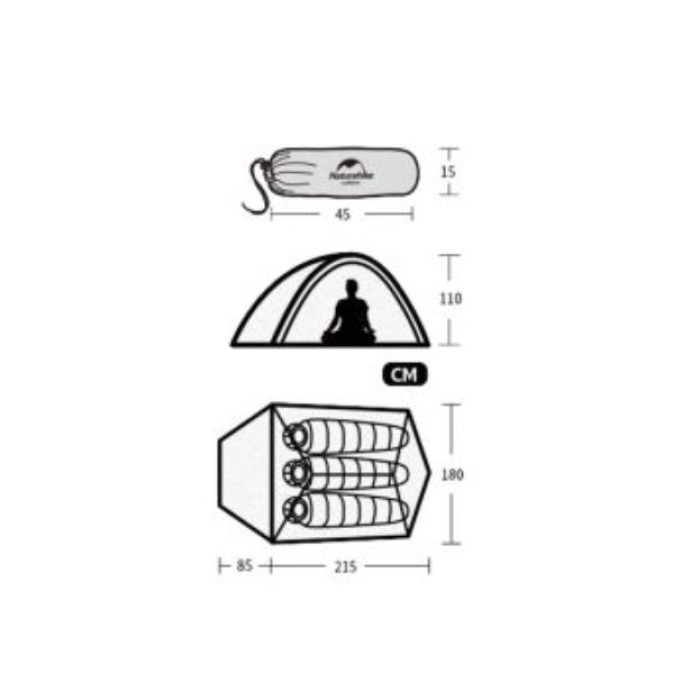 Тримісний намет Naturehike Cloud UP 3 (updated) темно-зелений (NH18T030-T)