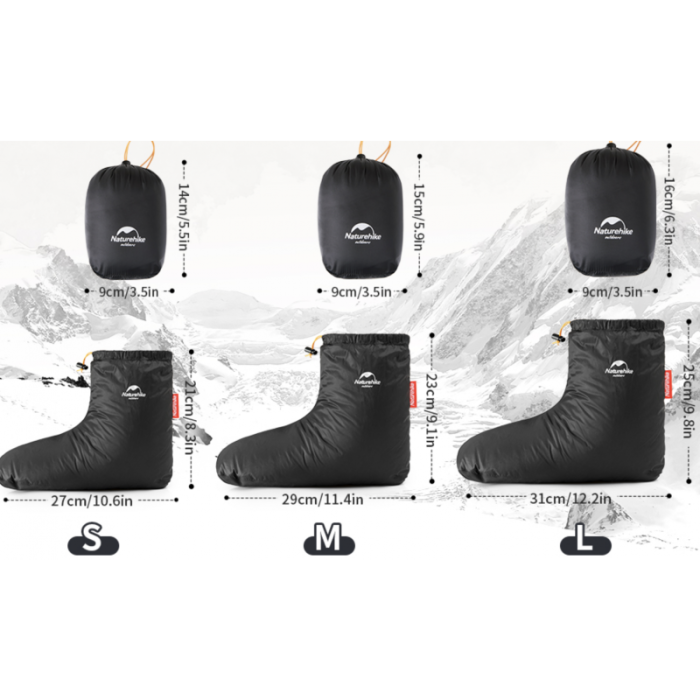 Шкарпетки-чуні пухові Naturehike розмір M 40-44 чорні (CYY2441FS011)