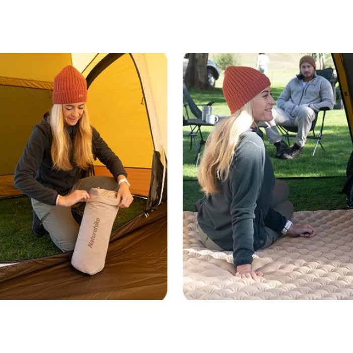 Двомісний надувний килимок Naturehike R Value: 4,8, розмір 205 х 150 х 15 см колір бежевий (CNK2300DZ011)