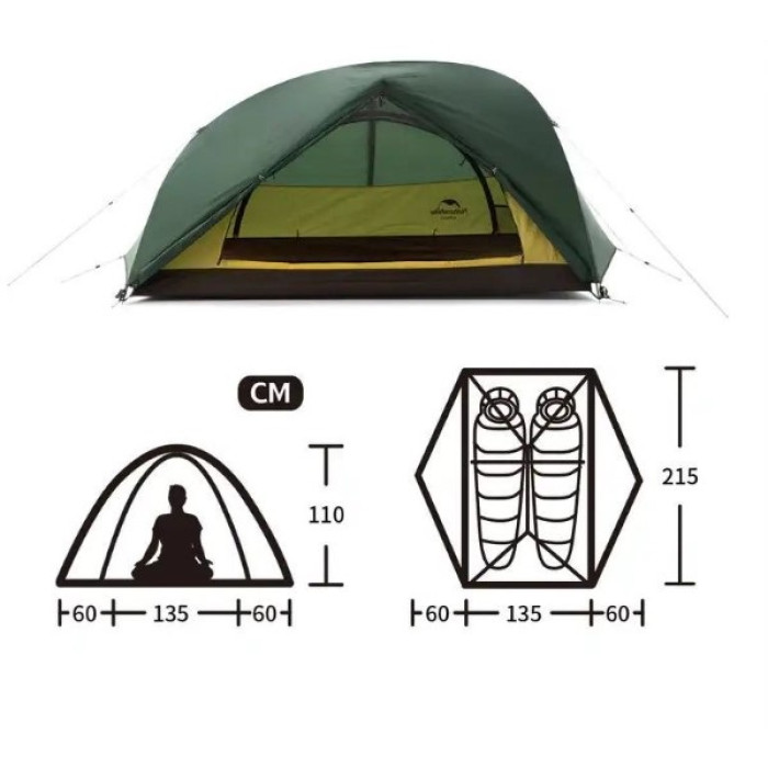 Двомісний намет Naturehike Star River 2 поліестер 210T зелений (NH17T012-T)