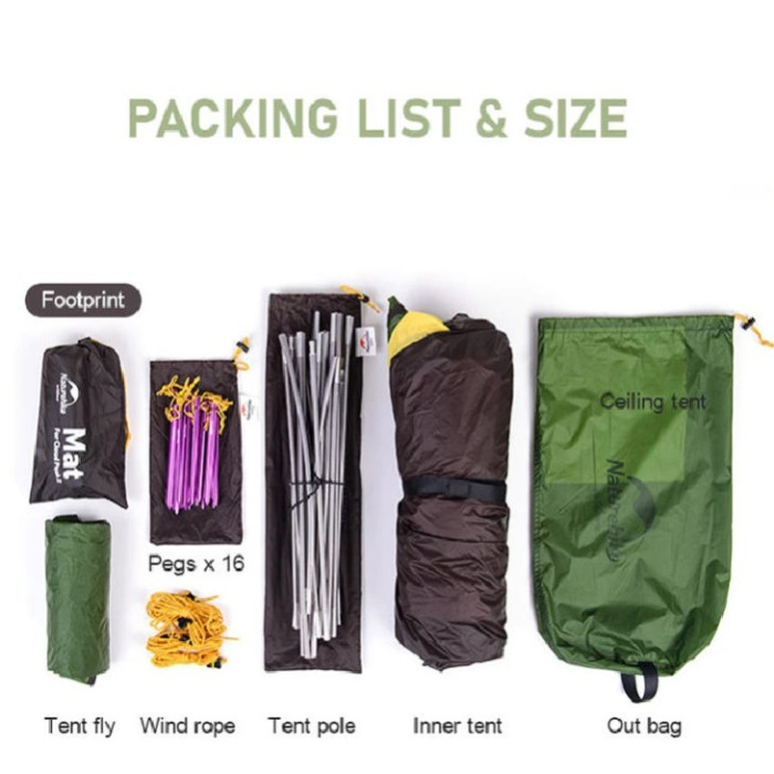 Намет двомісний зі сферичним куполом Naturehike Cloud Peak 2 зелений (NH17K240-Y)