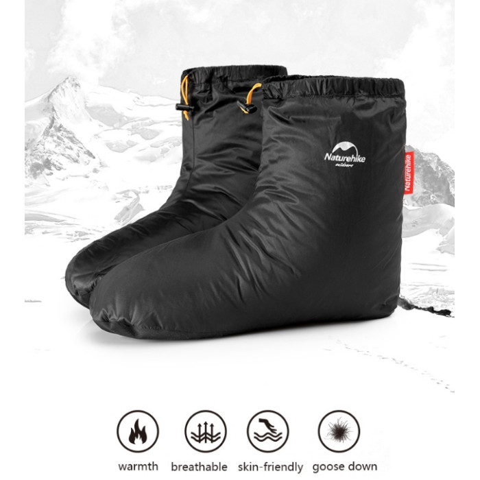 Зимові пухові шкарпетки-чуні Naturehike розмір 40-44, чорні (NH18S023-T)