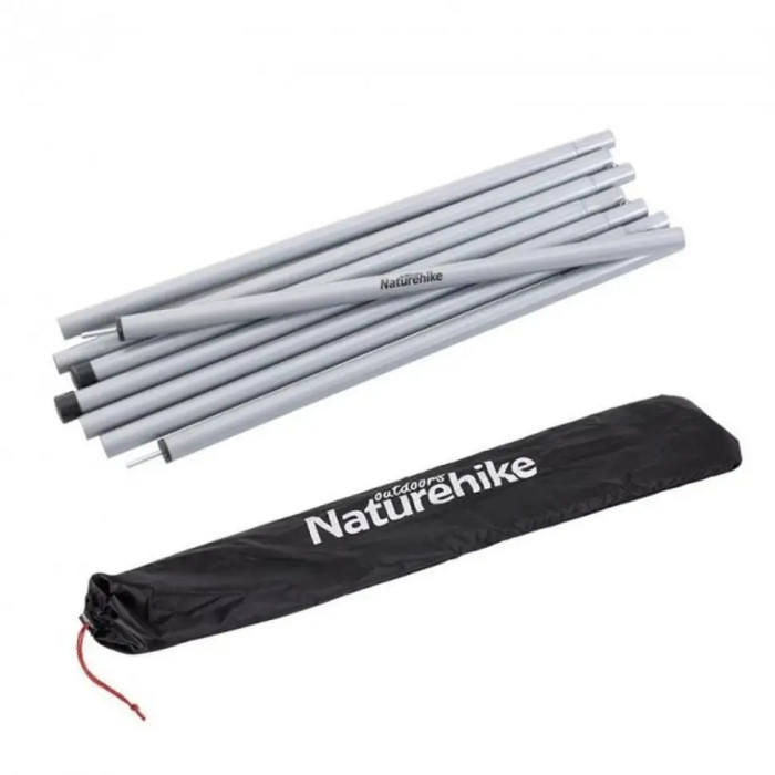 Комплект стійок для тенту сталеві оцинковані Naturehike Steel poles Updated NH19PJ042, 2,5 см х 2, 4 м, сірі (2 шт)