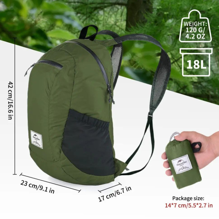 Cкладний рюкзак Naturehike 18 л, зелений (NH17A012-B)