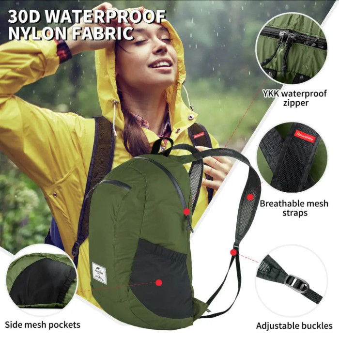 Cкладний рюкзак Naturehike 18 л, зелений (NH17A012-B)