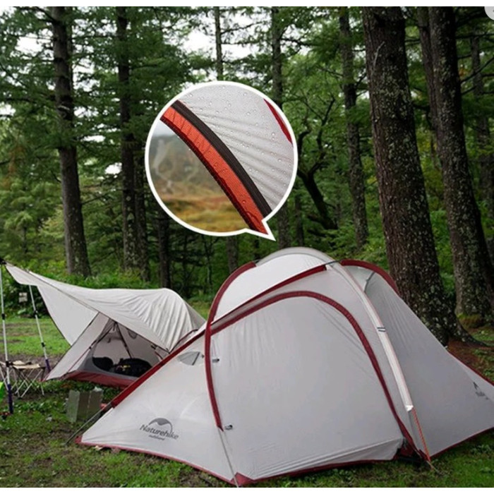 Тримісний намет Naturehike Hiby 20D нейлон сірий (NH18К240-Р)