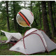 Тримісний намет Naturehike Hiby 20D нейлон сірий (NH18К240-Р)