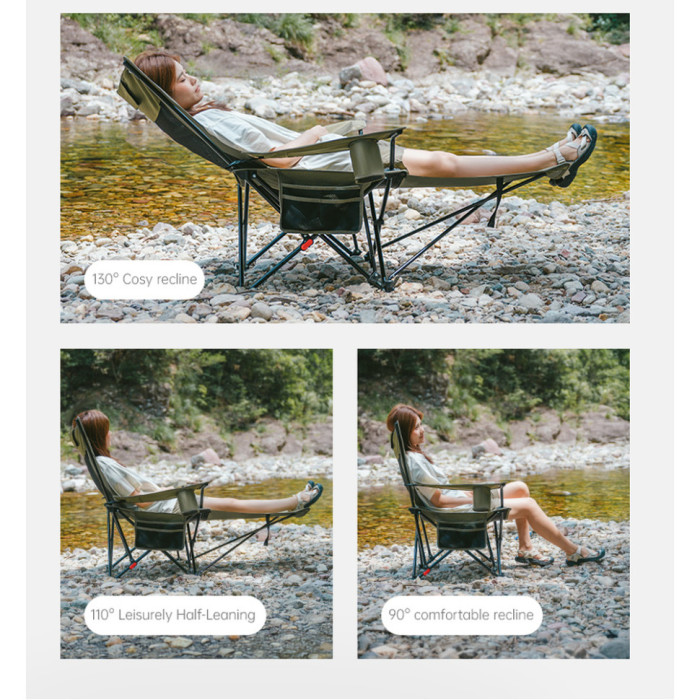 Крісло-шезлонг складане Naturehike CNK2550JJ023 Nightfall T05, сталь, хакі