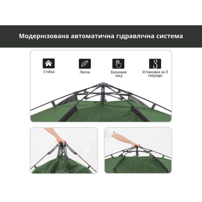 Чотиримісний намет Naturehike автоматичний, темно-зелений NH21ZP008