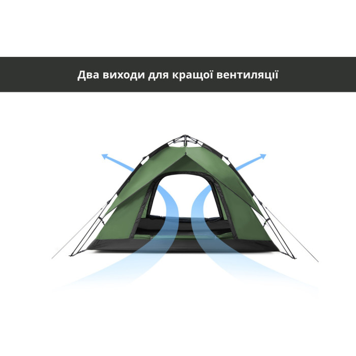 Тримісний намет Naturehike автоматичний, темно-зелений NH21ZP008