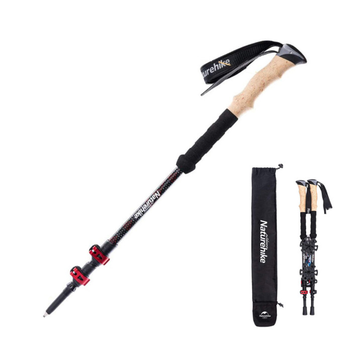 Трекінгова палиця Naturehike NH20DS003, 135 см, чорний/червоний