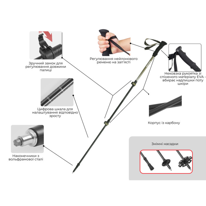 Трекінгова палиця Naturehike CNK2300DS010, 135 см, блакитна
