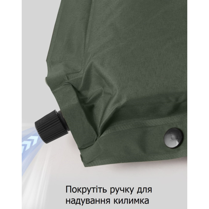 Матрац з подушкою ортопедичний одномісний Naturehike CNK2450WS020, самонадувний, 200х63х10 см, темно-зелений