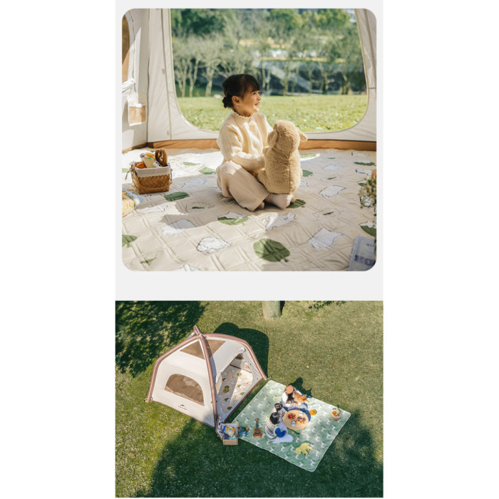 Килимок для пікніка водостійкий Naturehike CNK2350WS010, 210x240 см, бежевий з принтом