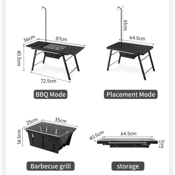 Стіл для барбекю сталевий Naturehike CNK2350CF018, чорний