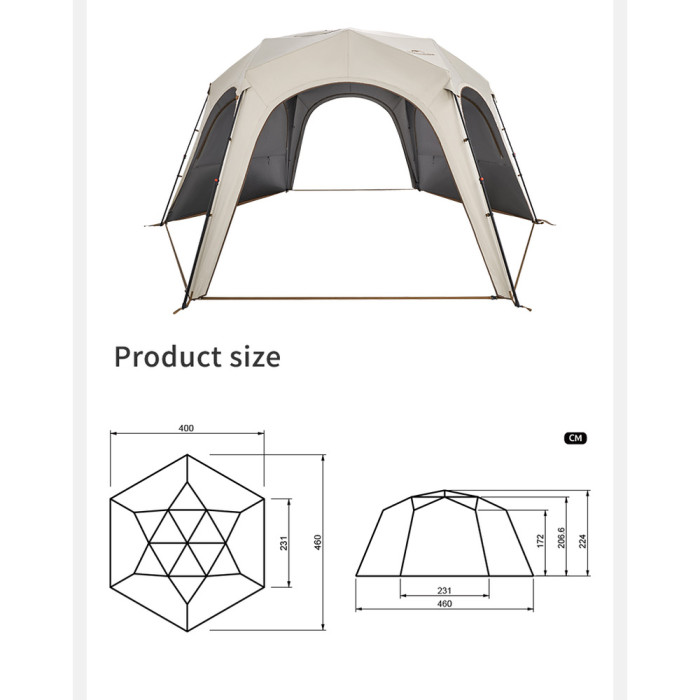 Тент для кемпінгу Naturehike CNK230WS014, 4.6 м * 4,0 м, бежевий