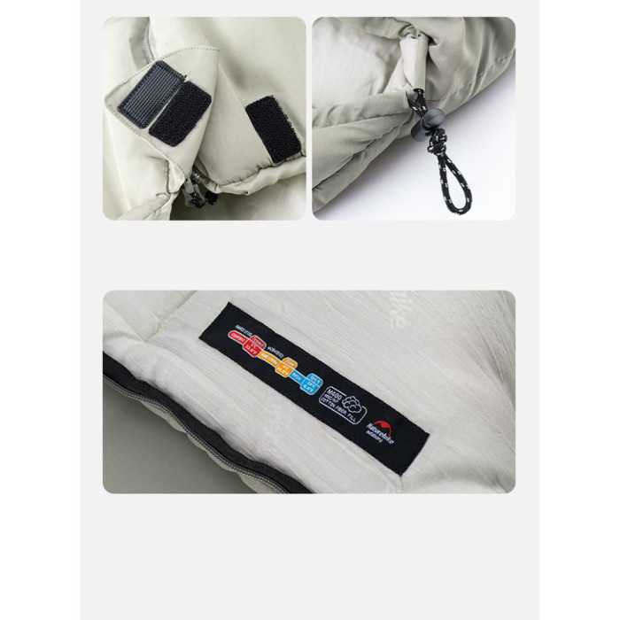 Спальний мішок з капюшоном із звичайним мішком для зберігання Naturehike M300 CNK2350WS023, зелений, лівий