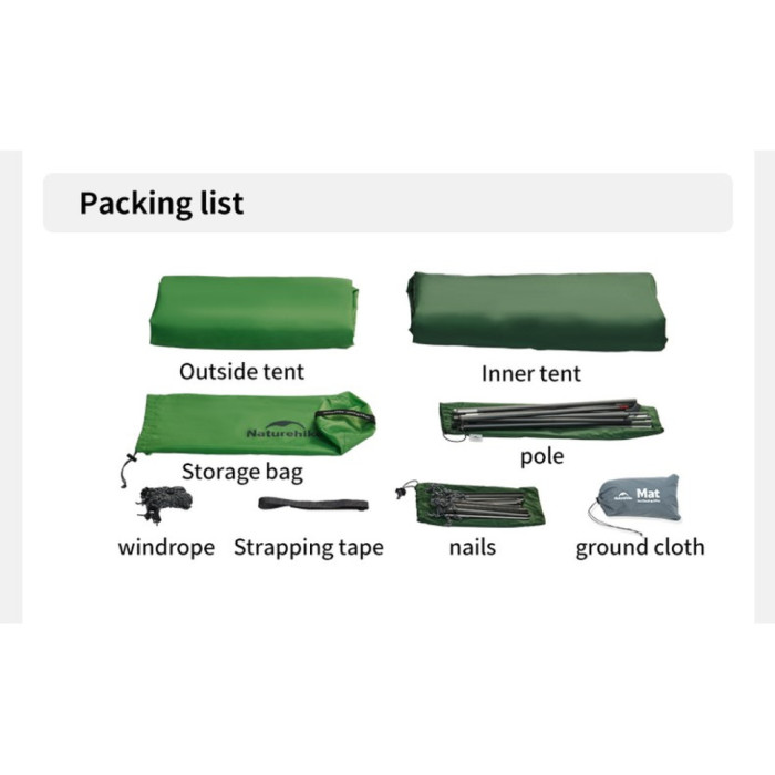 Двомісний намет Naturehike Cloud Up Base 2, зелений CNK2450WS032
