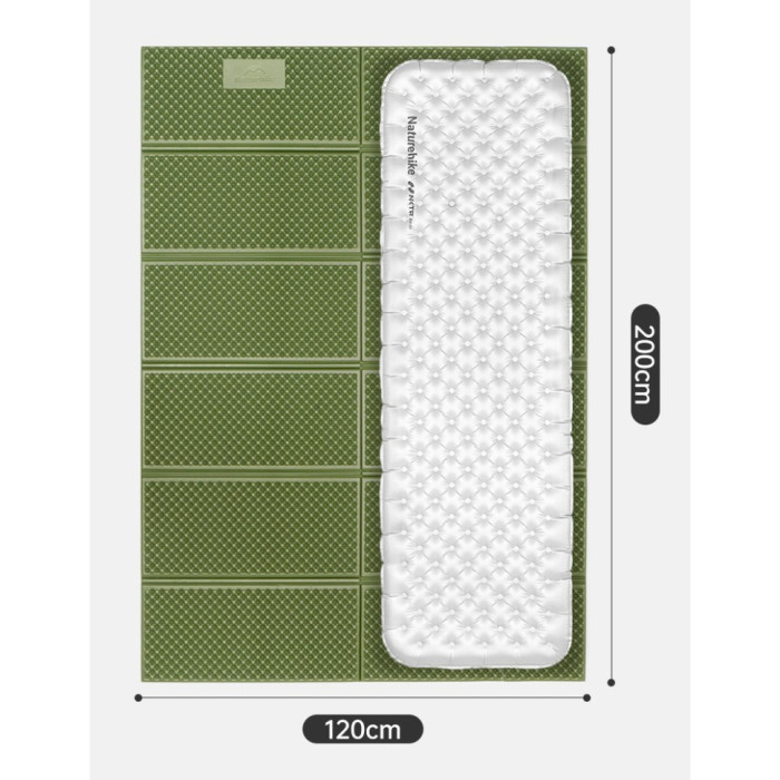 Килимок туристичний складаний двомісний IXPE Naturehike CNK2450WS044 з алюмінієвою плівкою, 200x120x1.8 см, синій