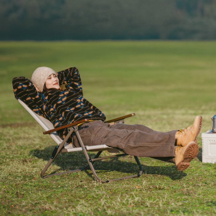 Крісло складане з регульованим нахилом Naturehike CNK2550JJ012, вуглецева сталь, бежевий