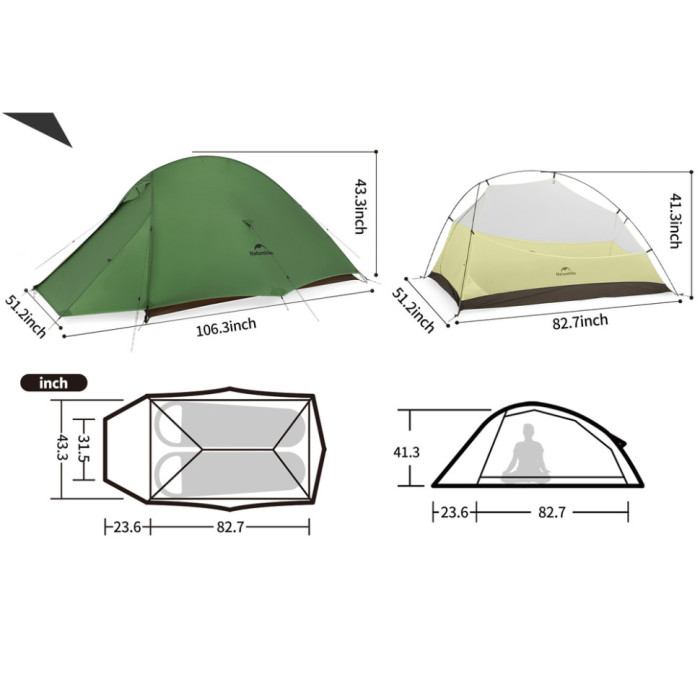 Двомісний намет Naturehike Cloud Up Pro, темно-зелений CNK2350WS020