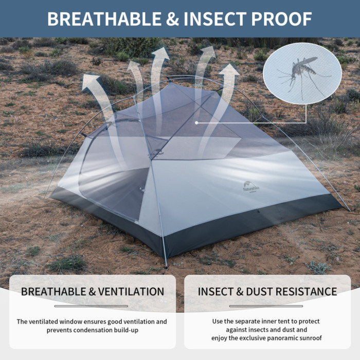 Тримісний намет Naturehike Cloud Up 3 UL, темно-синій NH18T030-T-T