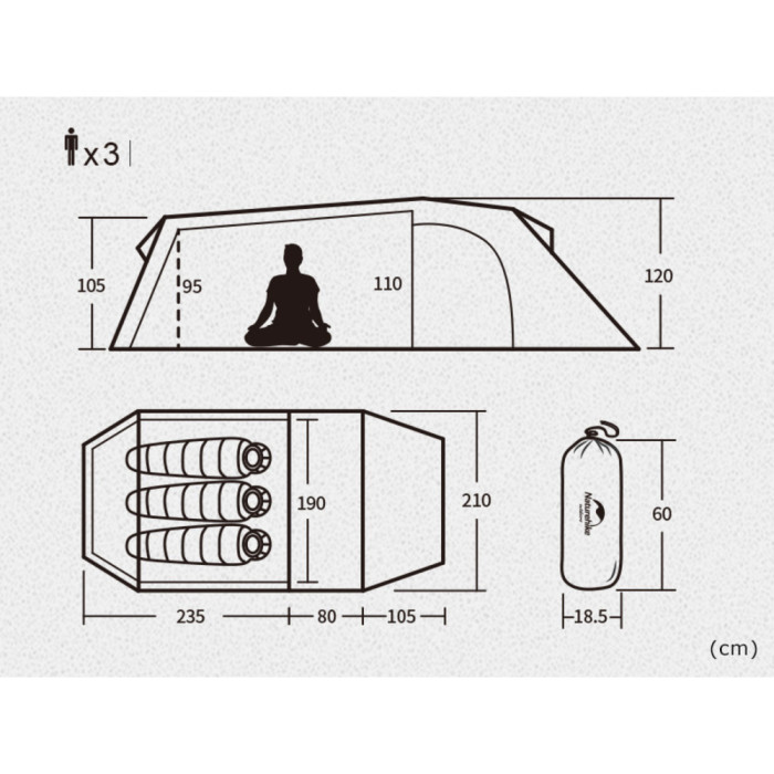 Тримісний намет Naturehike Opalus UL, зелений NH17L001-L