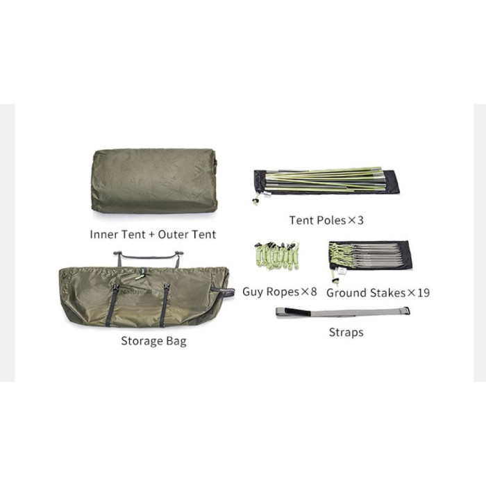 Двомісний намет Naturehike Opalus, UL, темно-зелений CNK2450WS036