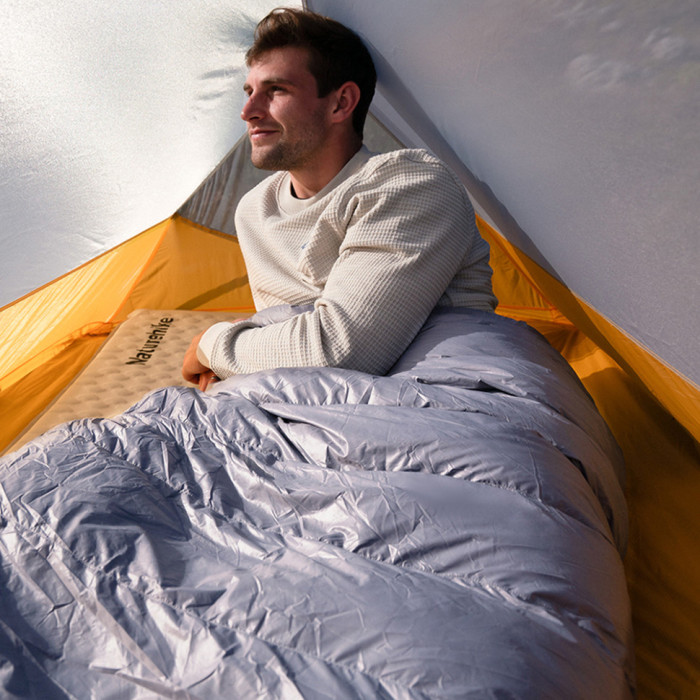 Спальник з натуральним пухом Naturehike CW700 CNK2450WS048, p-р L, жовто-сірий