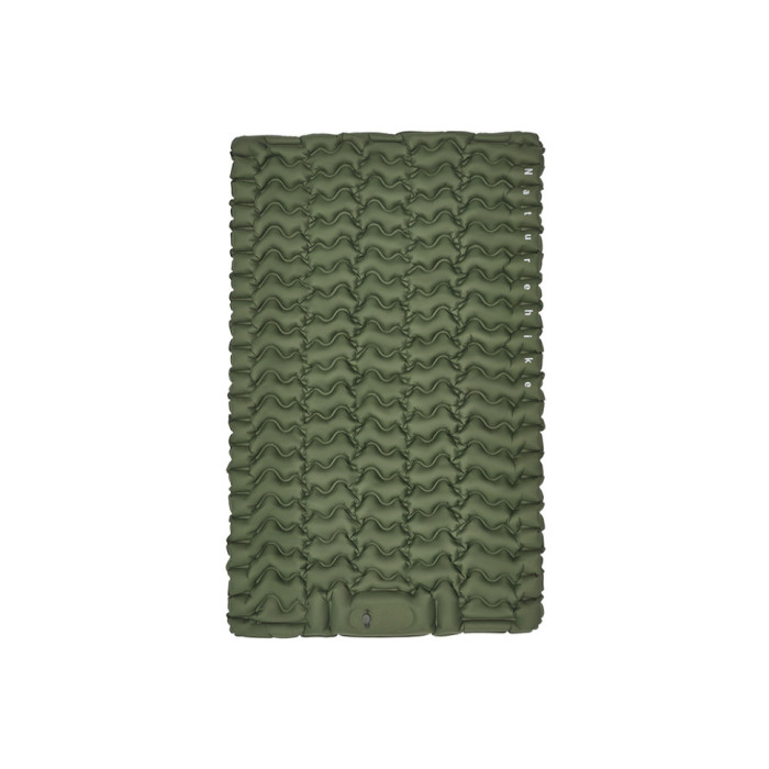 Матрац туристичний надувний двомісний Naturehike CNK2550WS019, 200х125х6.5 см, зелений із вбудованою помпою для надування