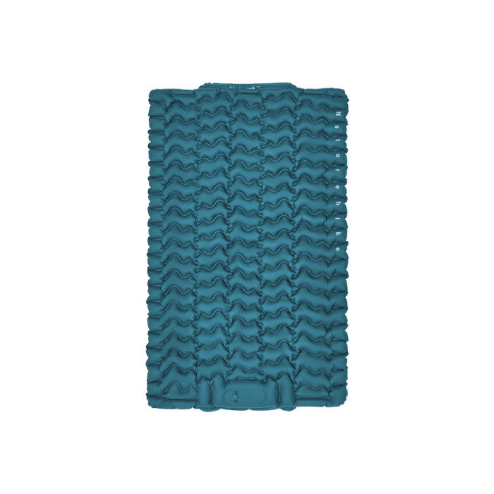 Матрац туристичний надувний двомісний Naturehike CNK2550WS019, 200х125х6.5 см, синій, для кемпінгу із мішком для надування