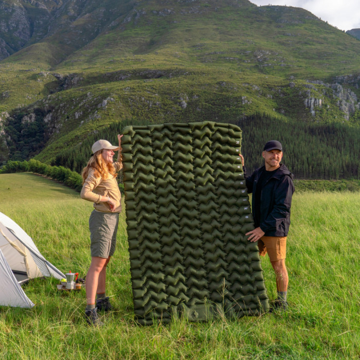 Матрац туристичний надувний двомісний Naturehike CNK2550WS019, 200х125х6.5 см, синій, для кемпінгу із мішком для надування