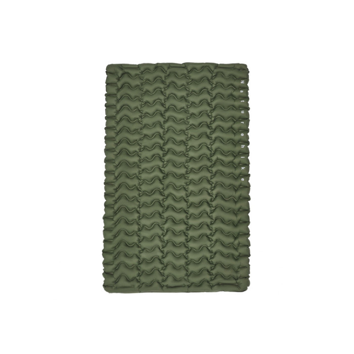 Матрац туристичний надувний двомісний Naturehike CNK2550WS019, 200х125х6.5 см, зелений, для кемпінгу із мішком для надування