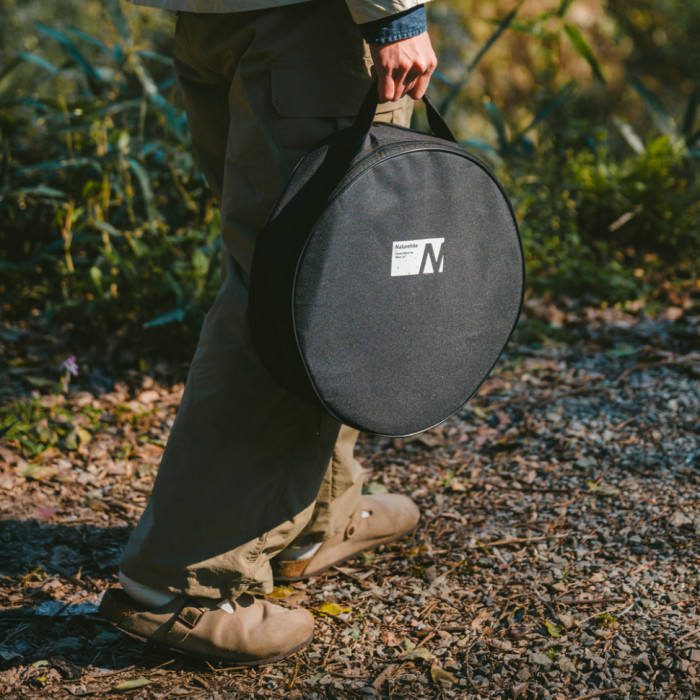 Настільна кругла піч із решіткою гриль та сковорідкою Naturehike CNK2550CF010, 36*32.6*12 см, хромоване залізо