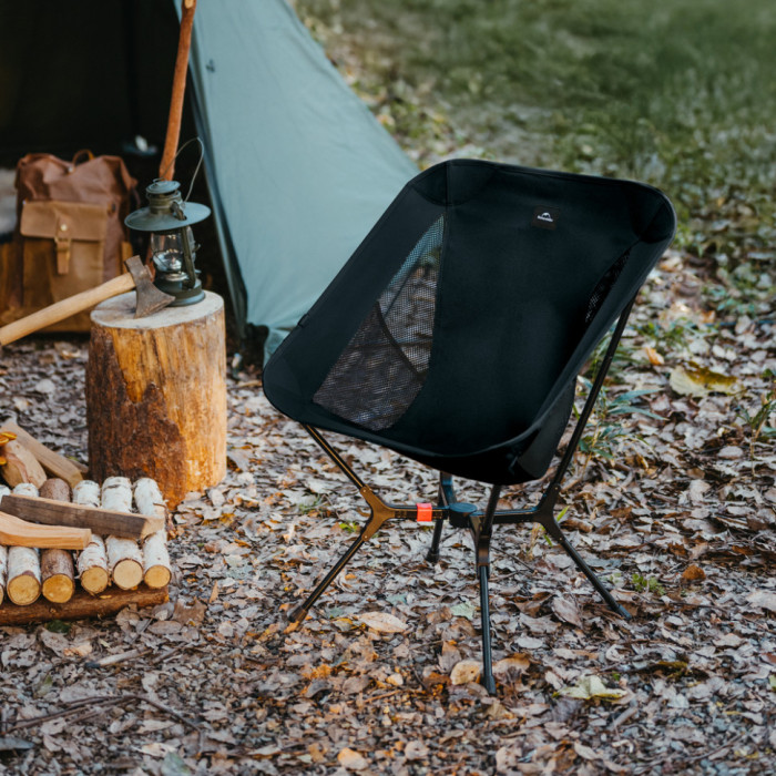 Стілець складаний ультралегкий Naturehike CNK2550JJ013 Yamami YL01, розмір М, алюміній, чорний