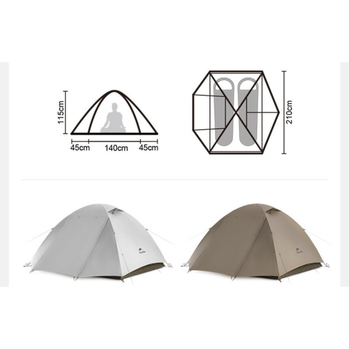 Двомісний намет Naturehike Greek Style, світло-кавовий CNK2300ZP024