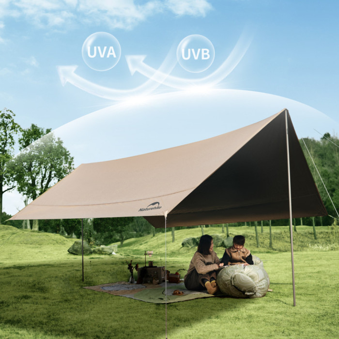 Тент-навіс Naturehike CNK2350WS015 Cloud Skies Tarp Lite, 550x465 см, коричневий