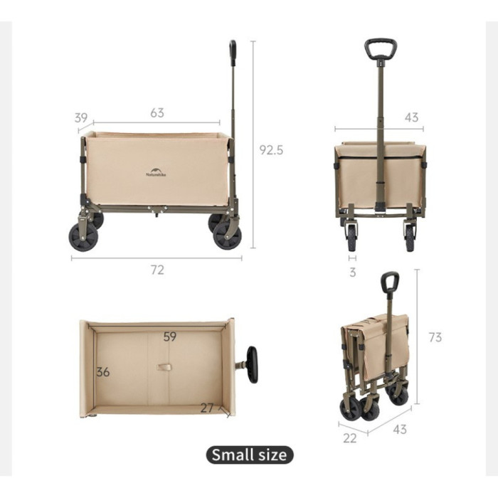 Складаний легкий кемпінговий візочок Naturehike CNK2350JJ012, 50 л, чорний