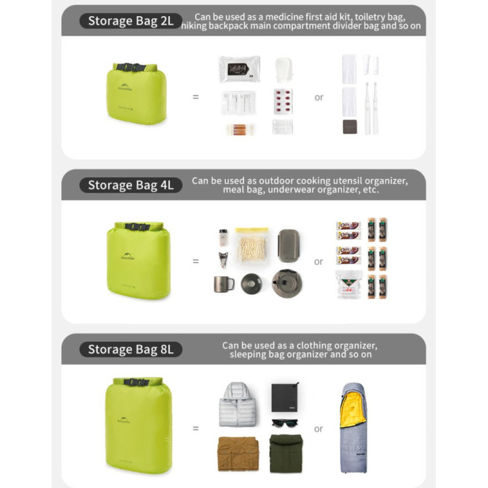 Гермомішок Naturehike CNK2550XB012, 8 л, жовтий