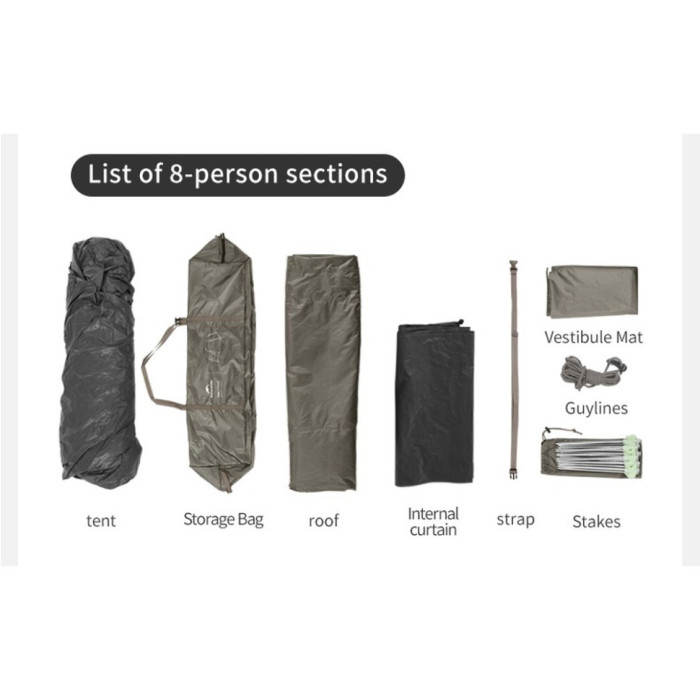 Восьмимісний намет Naturehike Cape 13.1 CNK2450WS050 з швидким розкриттям, сіро-коричневий