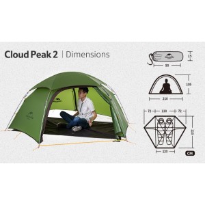 Двомісний намет Naturehike Cloud Peak зелений (NH19K240-Y)